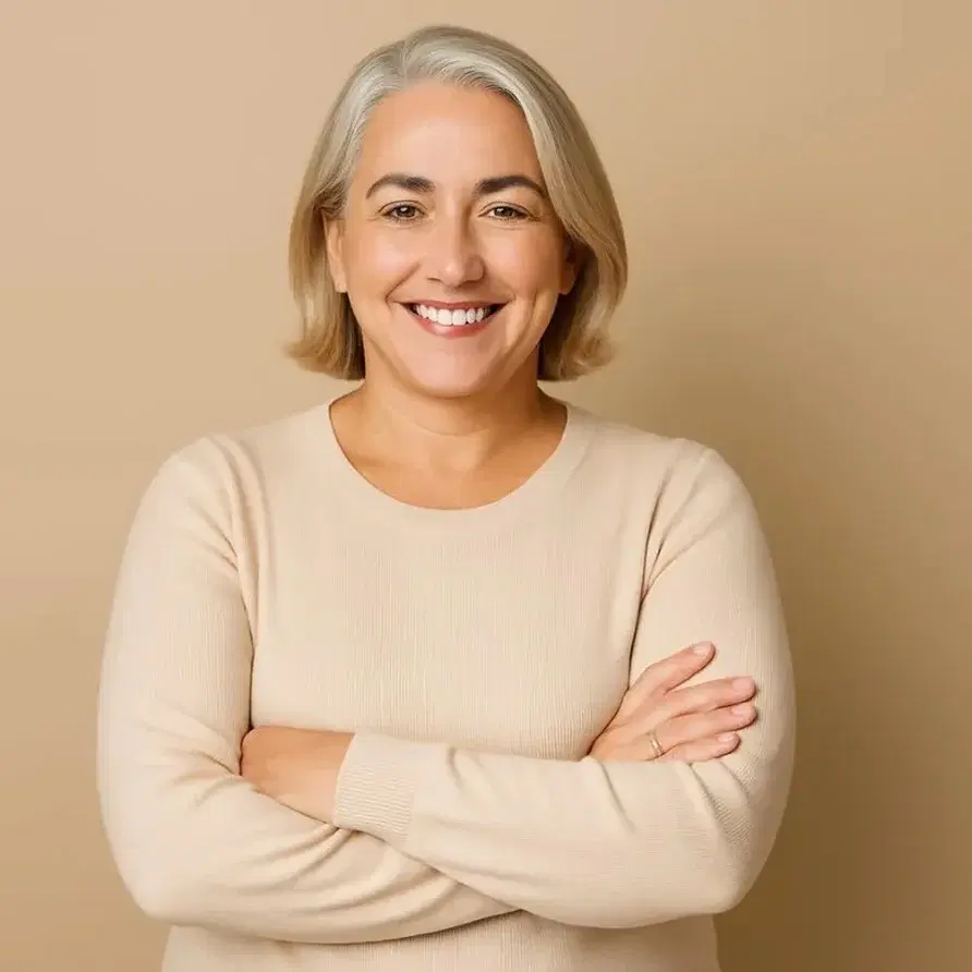 Woman smiling confidently after starting her weight management journey with Josie
